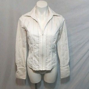 Cabi Zip Front Long Sleeve Utility Blouse Top Medium Career Casual Workwear